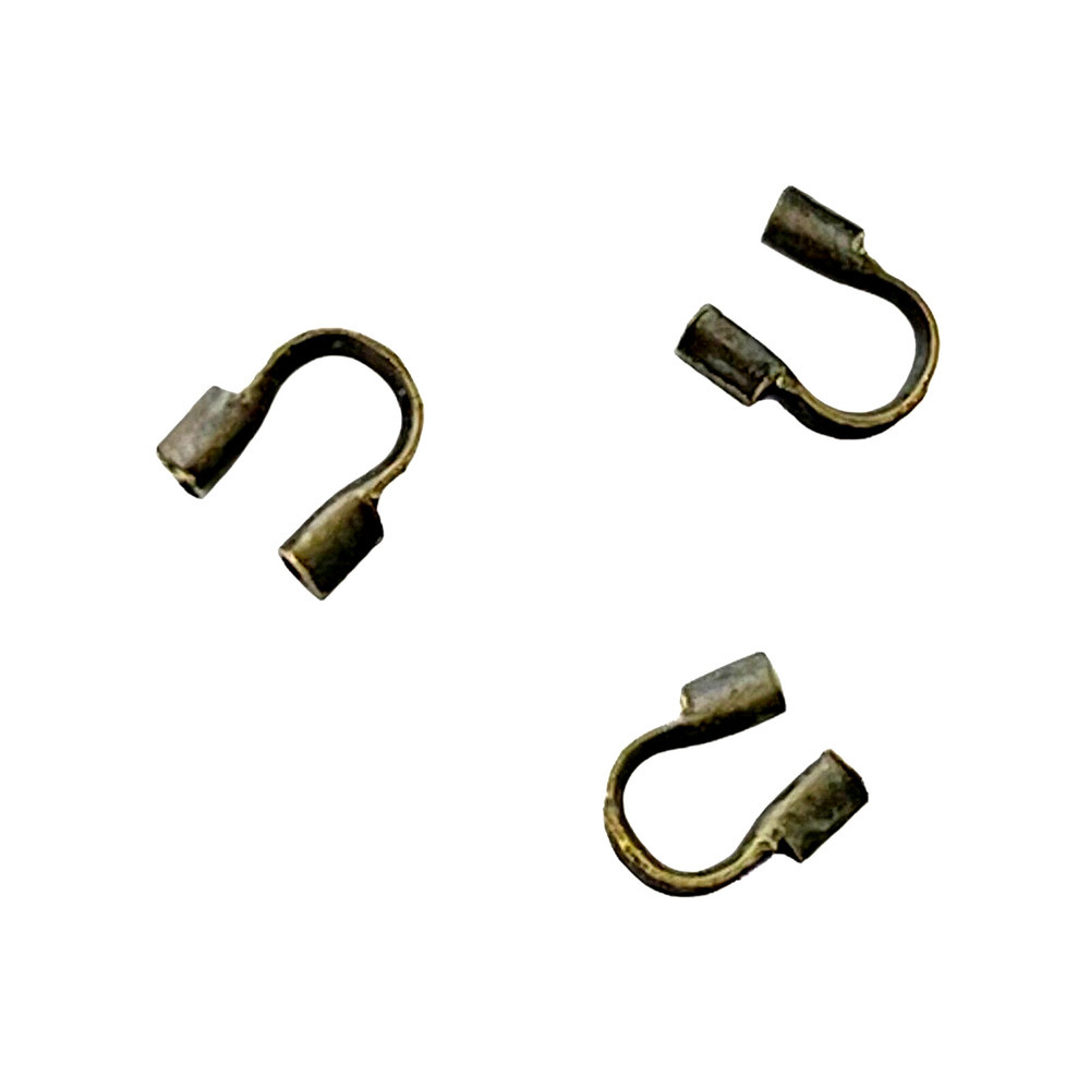 100 Guardians Antiqued Bronze Small 5x4mm Curved Beading Wire Tube Protectors